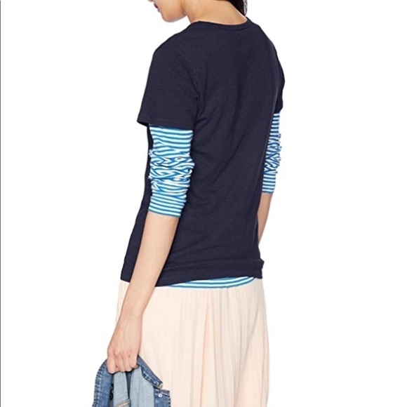 J. CREW NWT Studio V Neck Cotton T Shirt Top in Navy Size Medium - Picture 1 of 11